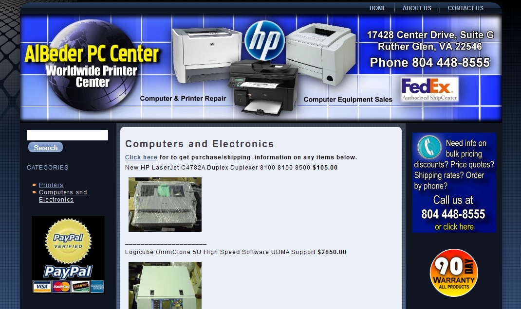 Albeder PC Center Computer Website Design