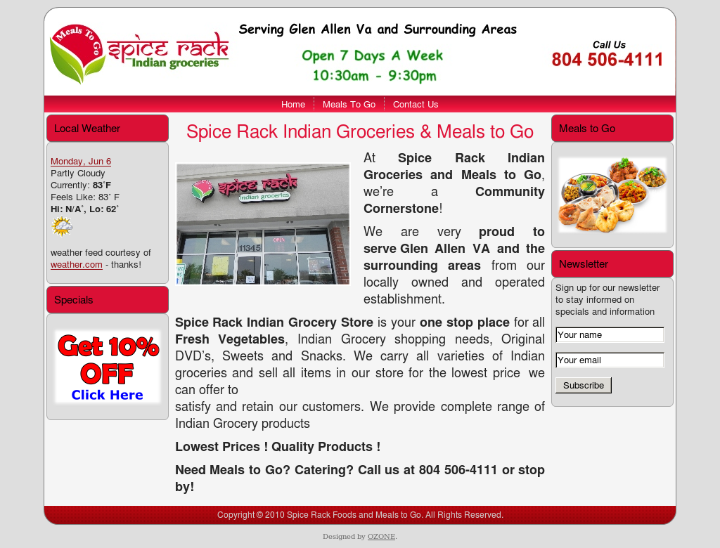 Spice Rack Foods Grocery Store Web Site Design