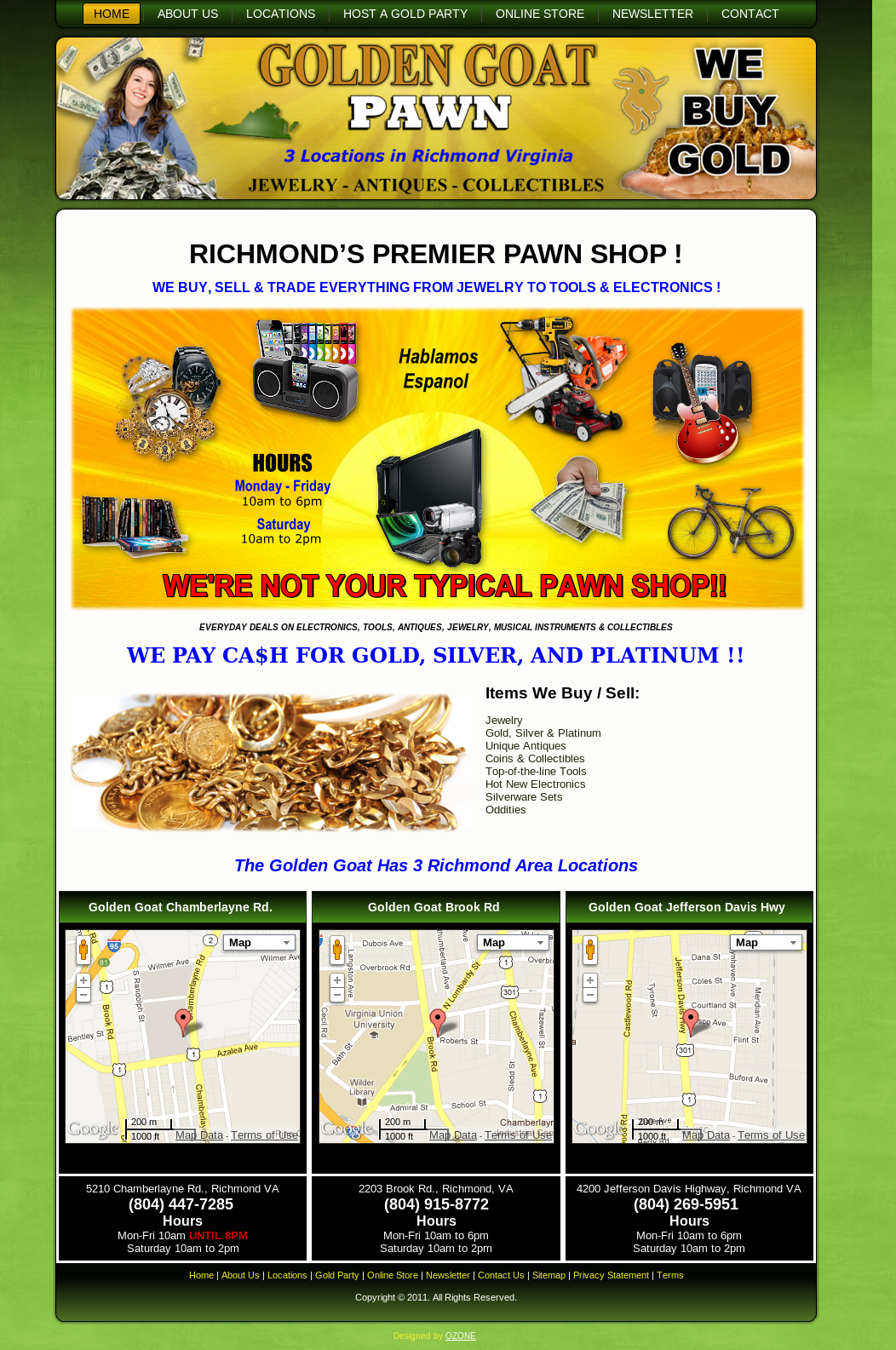 $99 Web Design Golden Goat Pawn Shop